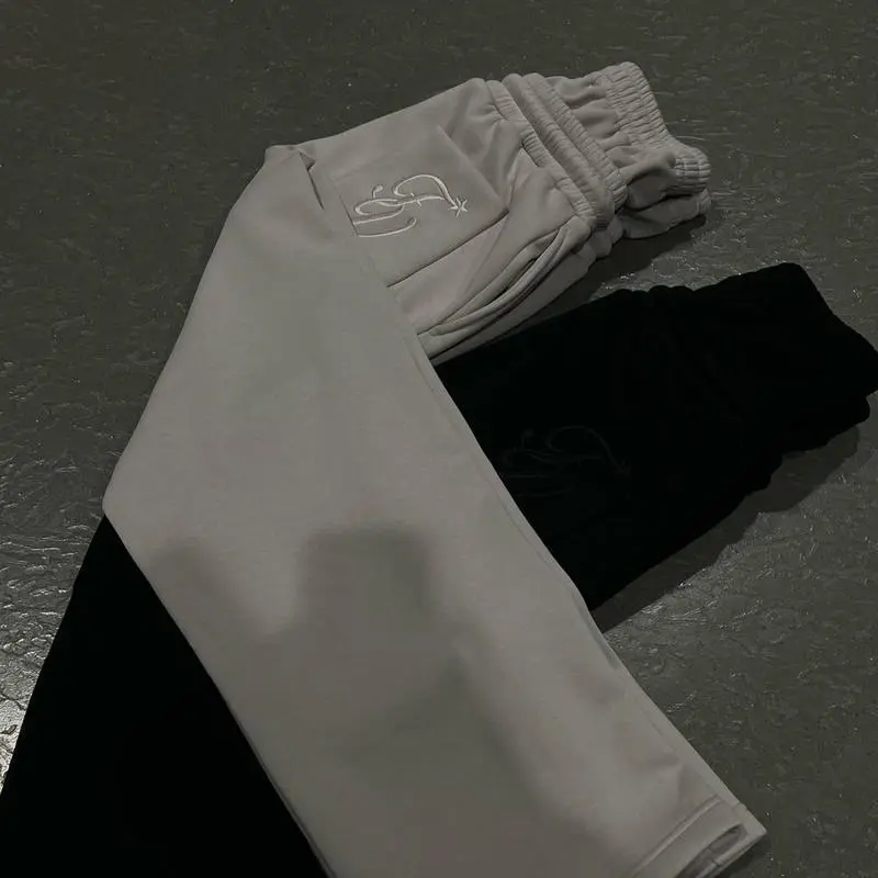 2025 Men Casual Simple Couple Fashion Creative Double Waist Foldable Sweatpants Menswear Trouser
