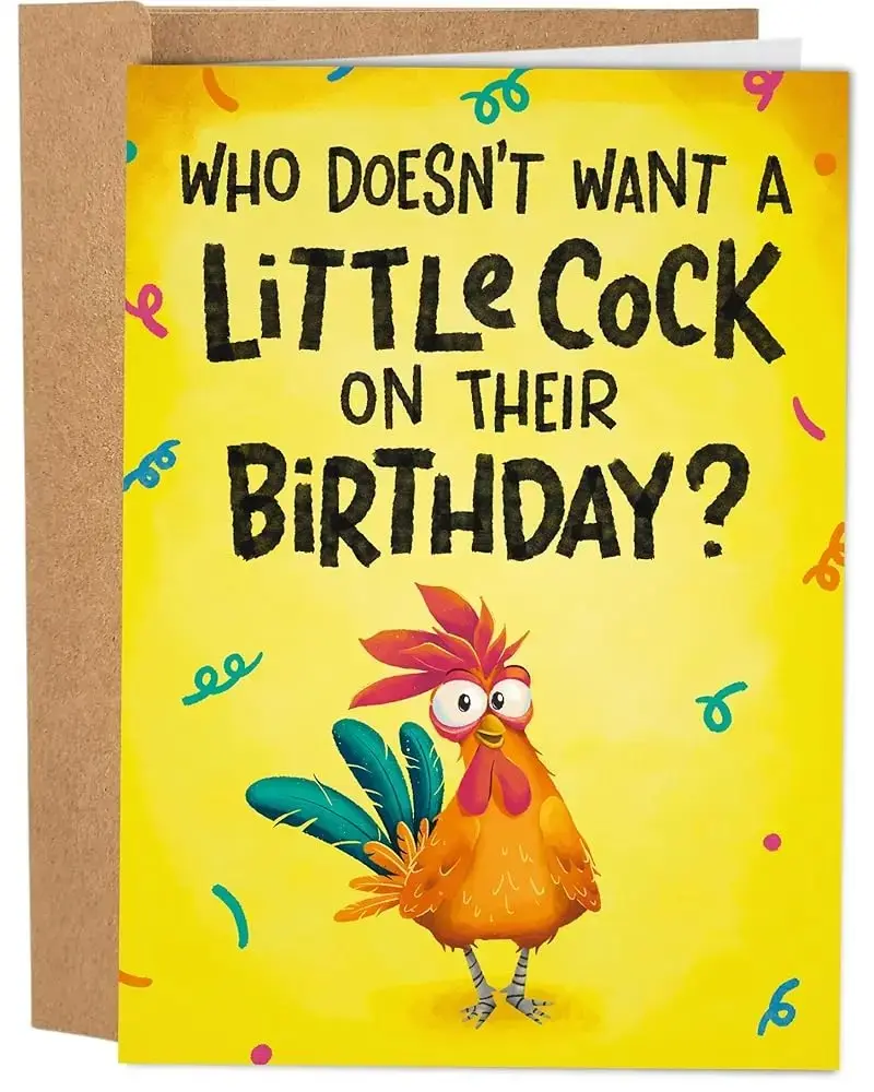 Funny Sleazy Birthday Greeting Card with Envelope, Humorous Cartoon Birthday Card for Him & Her, Playful Adult Humor Card, Blank Inside