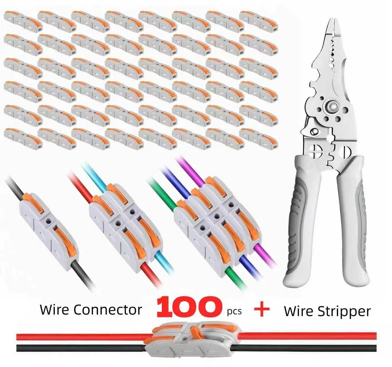 High Quality Quick Wire Connection Kit 50-100Pcs Lever Connectors with Wire Stripper for Automotive & Home Use High Quality Quick Wire Connection Kit 50-100Pcs Lever Connectors with Wire Stripper for Automotive & Home Use