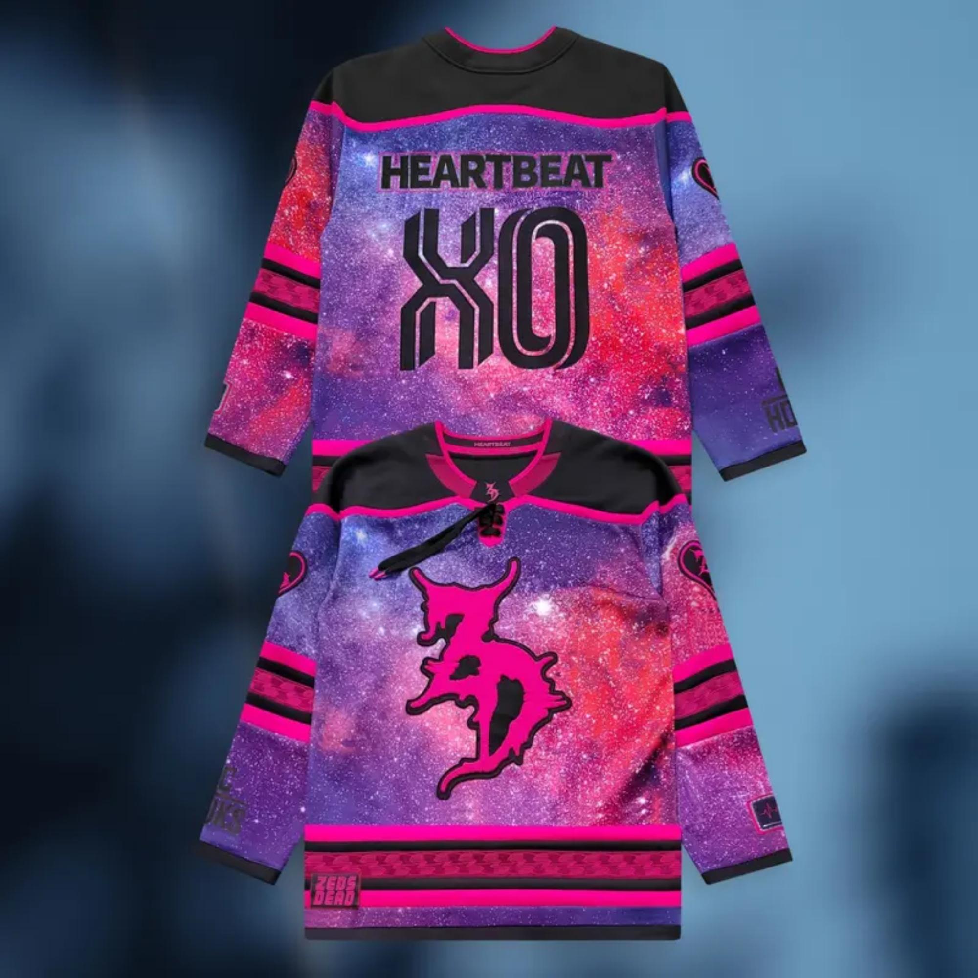 ZEDS DEAD - Heartbeat - Hockey Jersey, EDM Rave Hockey Jersey Pick Your Number Purple Festival All Seaons Electronic Music Top, Machine Washable, edm jersey