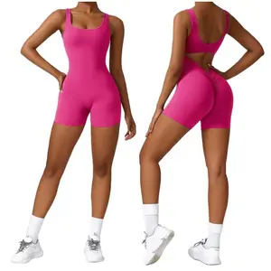 Vertvie Women Short Jumpsuits Backless Rompers ButtLifter Sleeveless Tank Tops Scrunch Yoga Seamless Jumpsuit