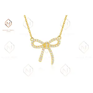 Gold Bow Ribbon Necklace