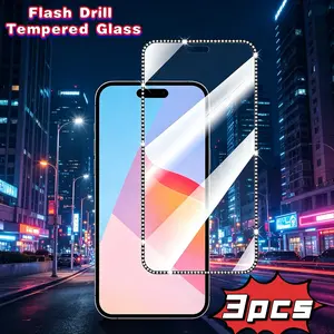 3-Pack Diamond Edge Tempered Glass Screen Protector for iPhone 17/16/15/14/13/12/11, Anti-Scratch, Shockproof, HD Clarity, Precise Fit