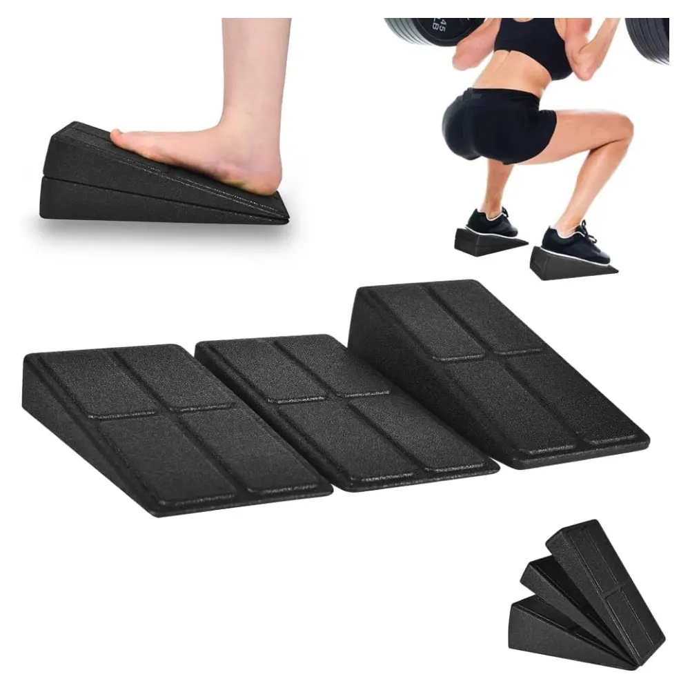 3 Pcs Slant Board Squat Wedge for Calf Stretching，12" x 6.3" Foot Stretcher Balance Board for Plantar Fasciitis, Adjustable Foam Slant Board Wedge Great for Exercises