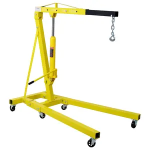 GARVEE Engine Hoist: 2 TON 4000-4400lbs Folding Hydraulic Crane for Car Engines, Cherry Picker with 6 Iron Caster Wheels, Available in Yellow, Orange, and Black, Heavy Duty Design for Efficient Lifting