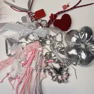 Bag Charm Collection - Rich Variety of Styles Including Metallic Flower & Lace-Decorated Pieces for Versatile Usage and High Aesthetic Appeal