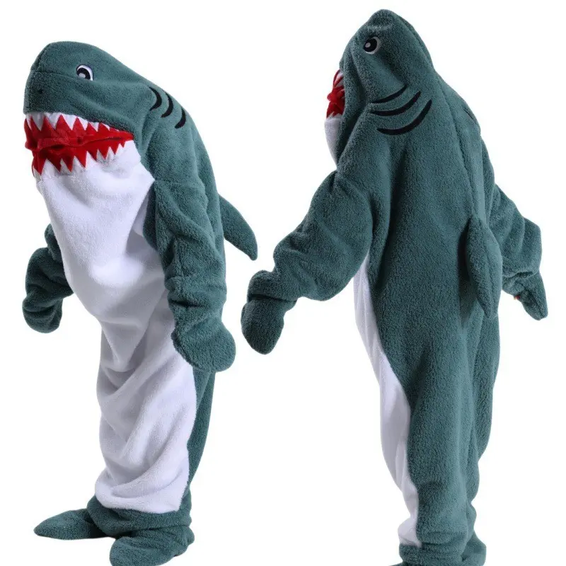 1pcs Adult, Women and Kids Shark Blanket Onesie, Cozy Lightweight Wearable Sleep Bag, Soft Plush Material, Loungewear, Nightwear, Perfect for Leisure and Travel