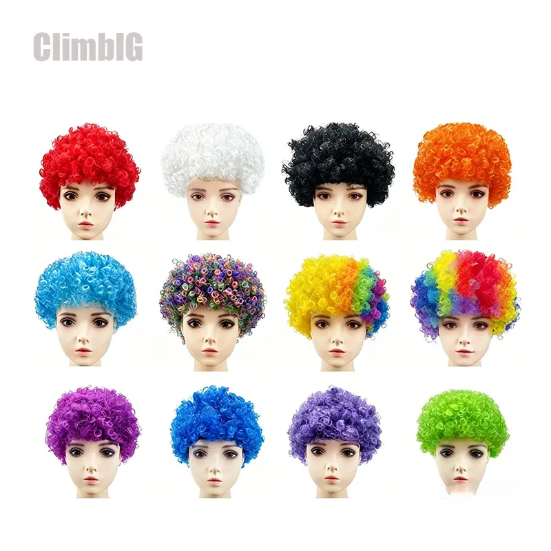 Colorful Afro Clown Wig, Funny Curly Costume Wig, Rainbow Crazy Hair Accessories for Halloween Party, Cosplay, Masquerade, Carnival Festival Dress Up, Party Props for Adults Kids