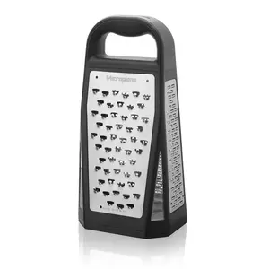 Microplane 5-in-1 Elite Box Grater – Razor-Sharp Blades for Cheese, Vegetables, Fruits, and More with Ergonomic Handle and Removable Catch Basin