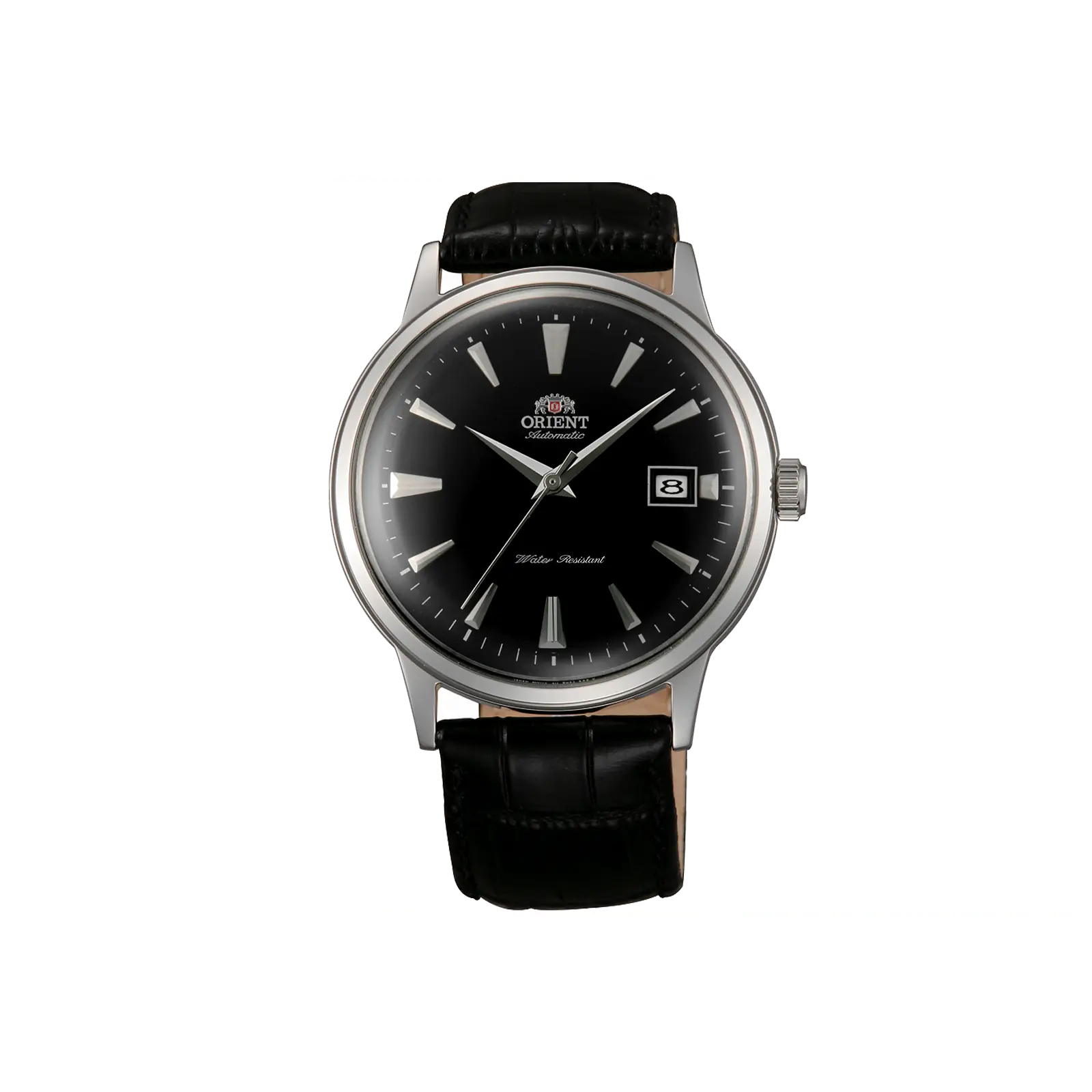 Orient Bambino Version 1 Men's Automatic Dress Watch, 40.5mm Leather Strap, Stainless Steel Case with Black Dial, Water Resistant, Water Resistant Watch