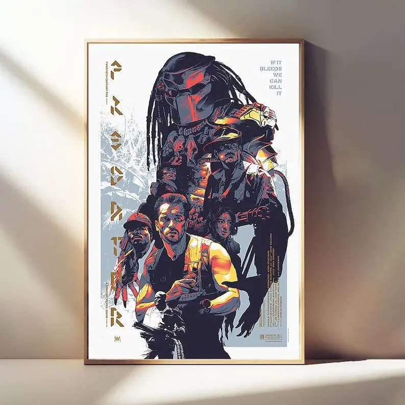Predator Movie Poster Print, Sci-Fi Action Film Wall Art,  Ideal for Gamers and Movie Lovers