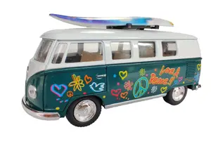 KINSMART 1:32 SCALE 5" 1962 Volkswagen Classical Bus W/Printing & surf-Board diecast