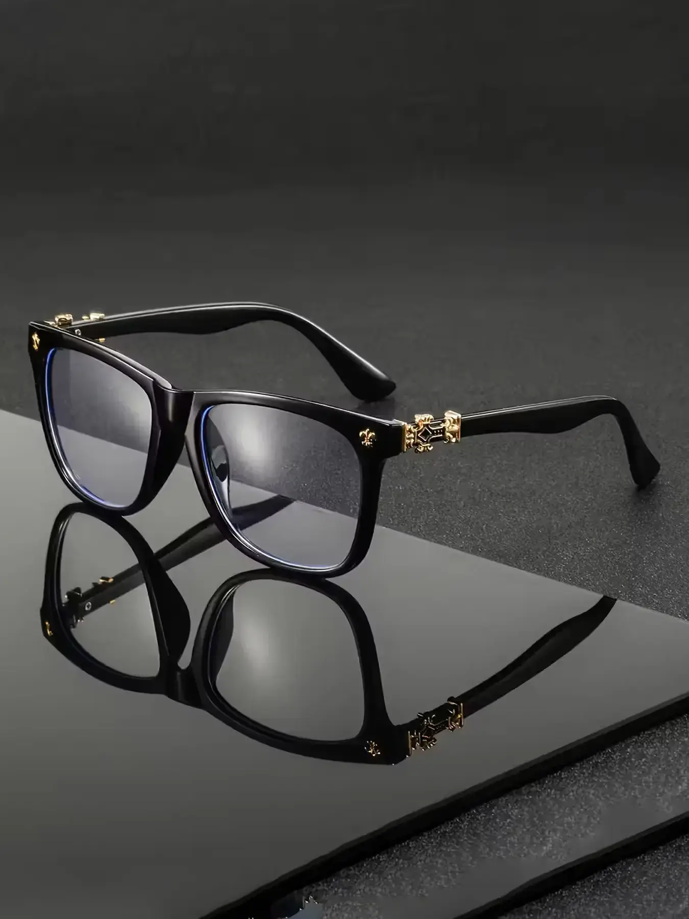 Fashion Metal Square Frame Anti-Blue Light Flat Lens Eyewear, Versatile Outdoor Casual Style, All Seasons Plain Pattern Glasses for Eye Care