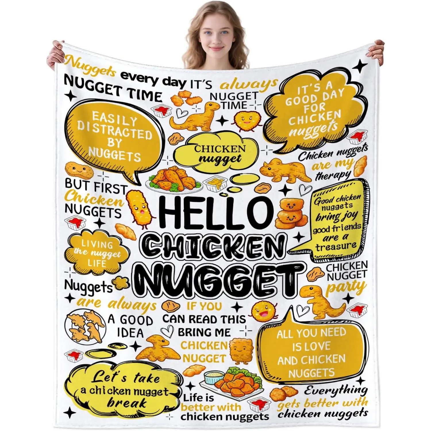 Chicken Nugget Blanket Gifts for Kids Women Girls,Nugget Accessories Unique Decor Throw Blanket,Chicken Nuggets for Adults Friend 50"x40"