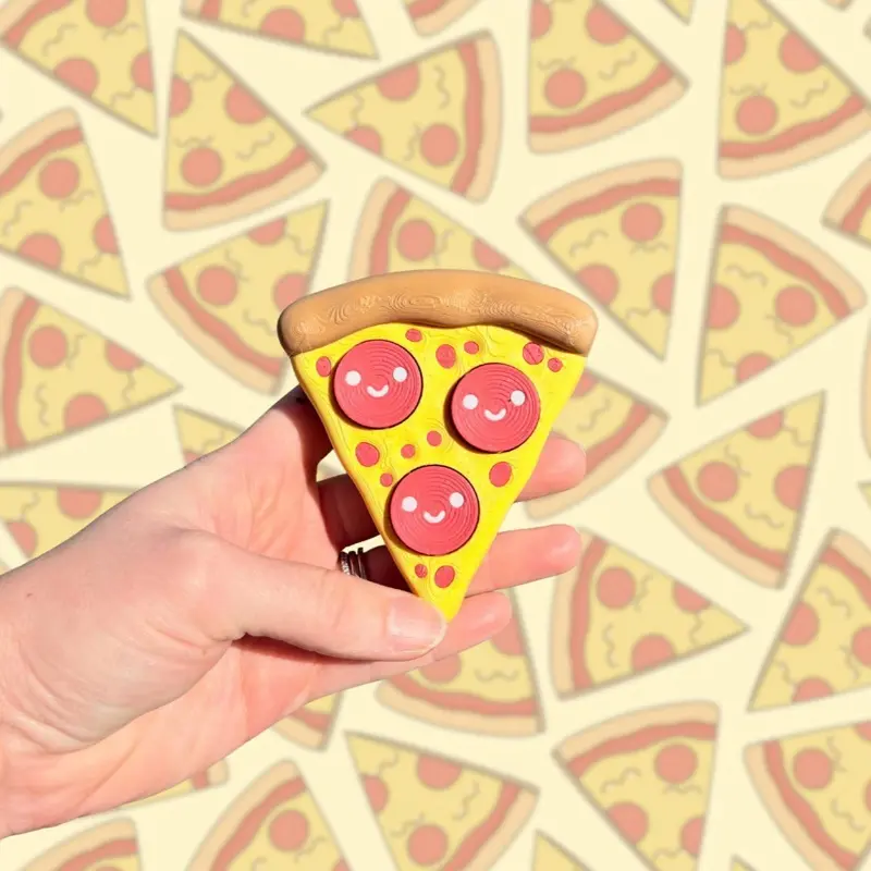 Pizza Clicker Fidget | Clicky Pepperoni Fidget Toy | Cute Smiley Pizza Desk Toy | Stress Relief Fidget | Kawaii Pizza Clicker