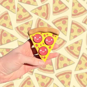 Pizza Clicker Fidget | Clicky Pepperoni Fidget Toy | Cute Smiley Pizza Desk Toy | Stress Relief Fidget | Kawaii Pizza Clicker