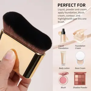 Nova Glam Essentials Pro Kabuki Brush – Large Contour & Self-Tanner Applicator for Liquid Foundation, Cream Blush (Soft Synthetic Bristles)