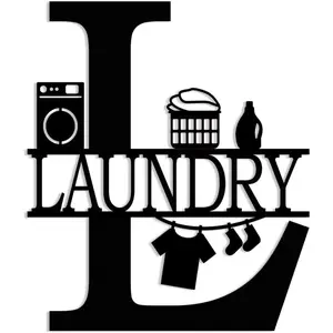 XORT Laundry Room Decor for Wall Farmhouse Laundry Sign, Vintage Metal Laundry Sign for Laundry Room Shelf Laundry Wall Art. (Black - 10 x 12 inch)