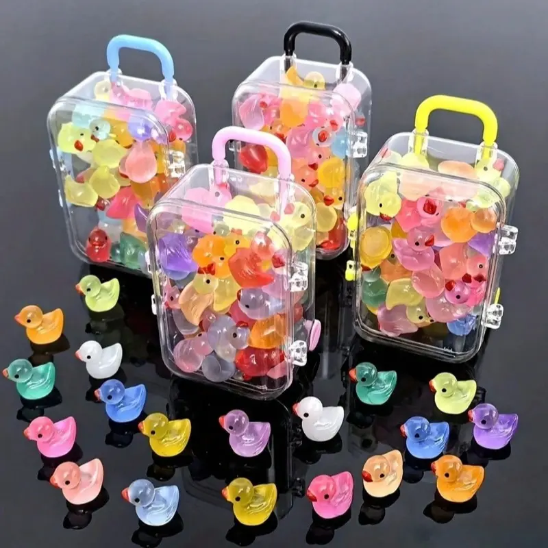 Random Mix Mini Duck Toys, Colorful Resin Ducks, Resin Beads, Night Glow Cute Cartoon Animals, DIY Crafts, Phone Cases, Keychains, Resin Accessories, DIY Beading Accessories