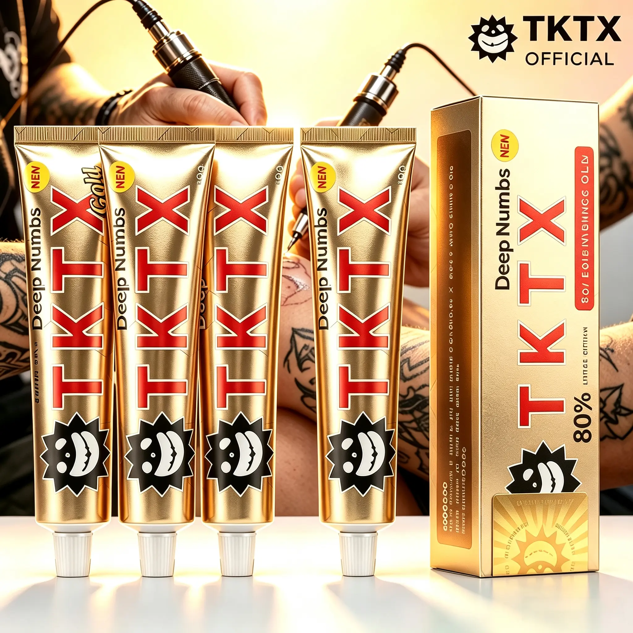 TKTX Gold 80% Max Strength Tattoo Care Cream | Comfort Experience for Tattoos, Piercings & Laser Skincare | Long Lasting Support For Art Procedures