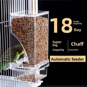 Parrot Food Box for Cockatiels and Lovebirds, Anti-Spill and Splash-Proof Automatic Feeder, New Model Transparent Bird Feeder