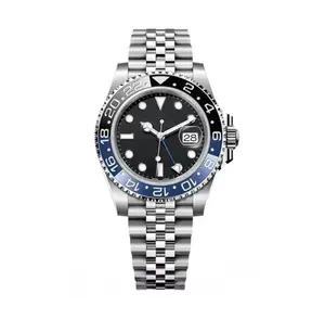 Men's 41MM GMT Luxury-Inspired Mechanical Watch - Stainless Steel Band, Black Bezel, Precision Automatic Waterproof Timepiece, Luxury-Inspired Mechanical Watches