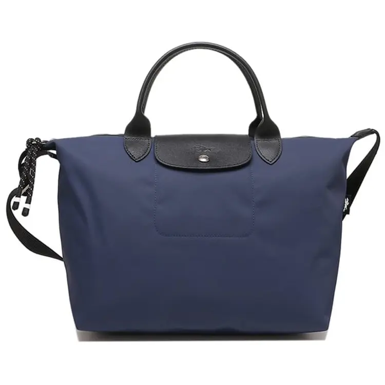 Women's Longchamp Le Pliage Energy Adjustable Strap Crossbody Handbag - Nylon Handbag, Adjustable Strap Satchel, Leather Trim, Snap Closure, Lightweight Blue Work Bag