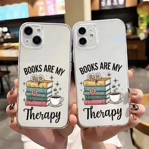 Transparent book lover literary design pattern UV printed pattern soft phone case with 360 degree all-round protection, suitable for iPhone 17 16 11 12 13 14 15 Pro Max XR X/ XS 7 8 Plus SE smartphone, suitable for