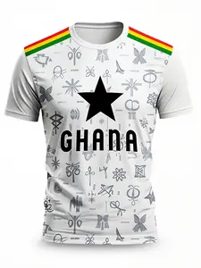 Authentic 3D Printed Ghana National Team Polyester Jersey Sports Top – For Training, Competition & All-Season