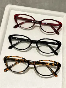 Elegant Cat Eye Small Frame Glasses for Women, Style, Suitable for Office, Commuting, Street Photography, Daily Wear, Leopard Pattern Eyeglasses