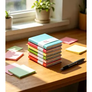 JUMRHFAN 6-Piece Pocket Notebook Hardback Diary Notepad Mini Portable Memo with PU Leather Cover 10.5 x 8 cm 100 Sheets Bright Smile Design for Writing Notes