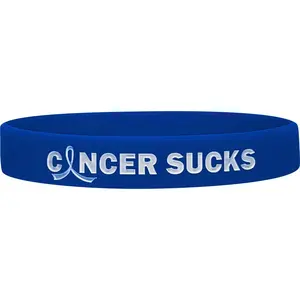 Cancer Sucks Silicone Support Wristband - Blue Ribbon for Colon Cancer