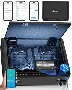 BILLCONCH Smart Safe with Biometric Fingerprint & Digital Keypad, Quick-Access Security Safe for Nightstand with LCD & Voice Guide