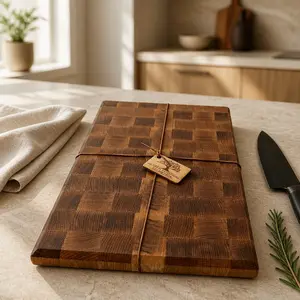 White Oak End Grain Cutting Board 15.75x10.25x1.5, hardwood butcher block, knife friendly, beauty and utility, juice-groove optional, hand-f