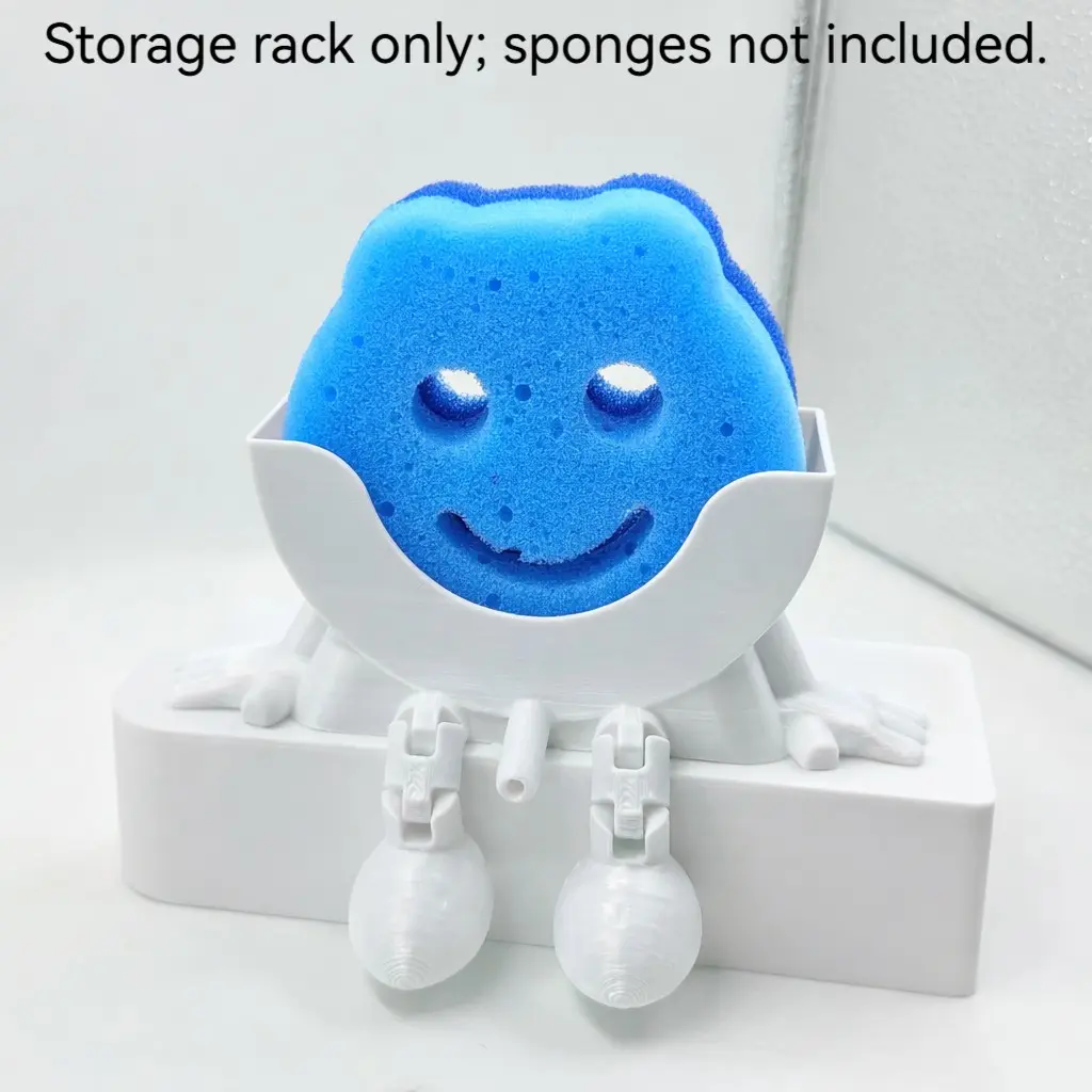 Smiley Face Drain Sponge Holder, Creative 3D Printed Leg Design, Quick Drying Anti-Mold Kitchen Organizer, Bathroom Organization, Ideal for Sink Countertop, Bathroom Accessories