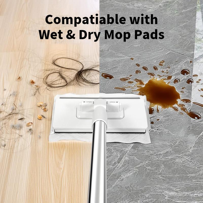 Automatic Hand-Free Mop System with Single-Click Fabric Change, Heavy-Duty Abs Structure, Space-Saving Design, Ideal for Kitchen & Bathroom, Lightweight Flat Mop