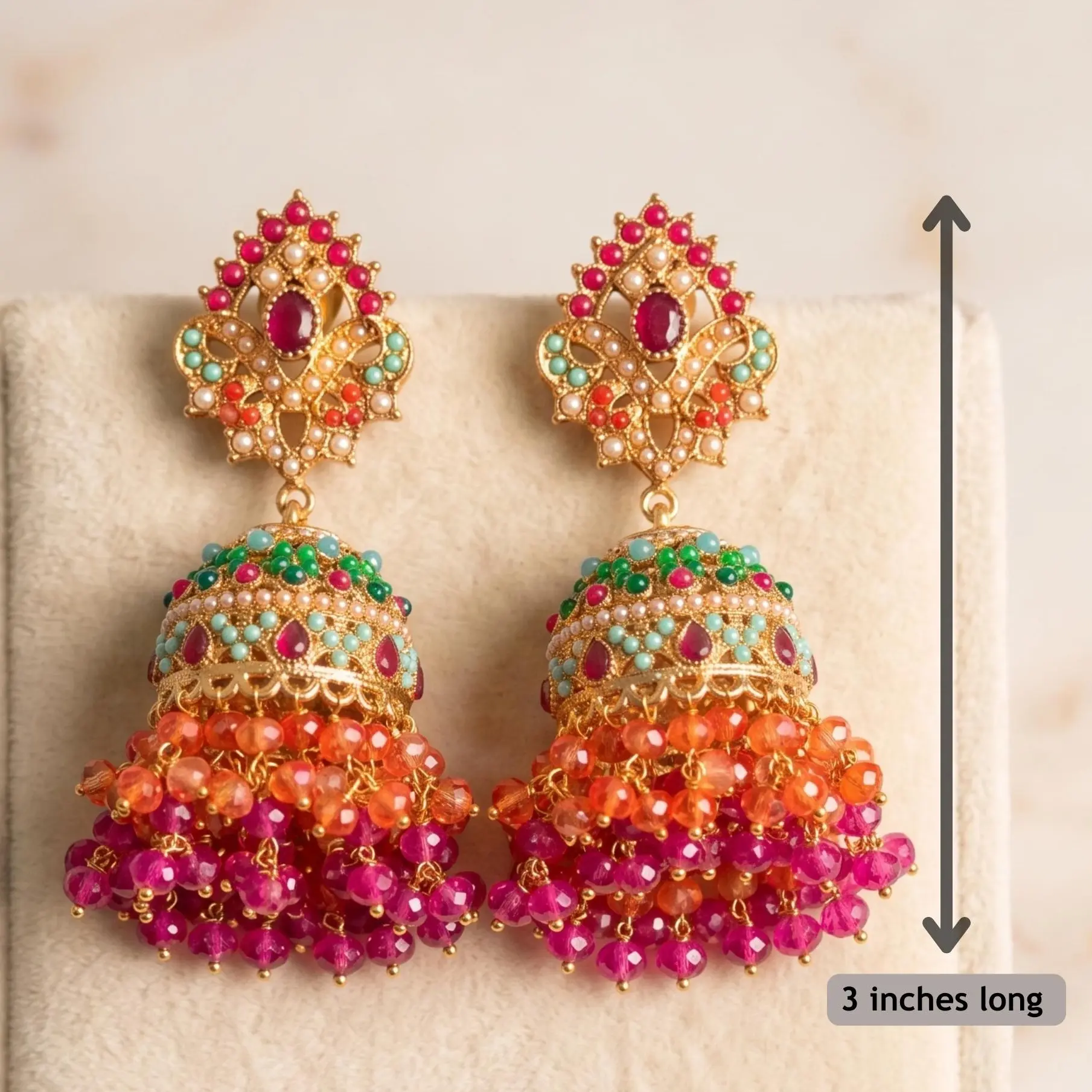 Nauratan Jhumka Earrings | Pakistani Traditional jewelry for Wedding