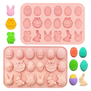 2PCS Silicone Egg Molds, Easter Egg Silicone Bunny Silicon Molds, 9 Shaped Egg Rabbit 72 Cavities Chocolate Mold Wax Melt Tray for Gummies Cupcake Decor Kids Holiday Gift Fudge Making Set for Easter Part Seasonal Bakeware