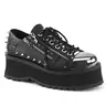 Demonia Women's Edgy Style Fashion Gravedigger Lace-Up Oxford Platform Footwear, 2 3/4" (70mm) Heel, Metal Toe Cap, Cone Stud Detailing, Leather & Faux Leather Vegan Shoes