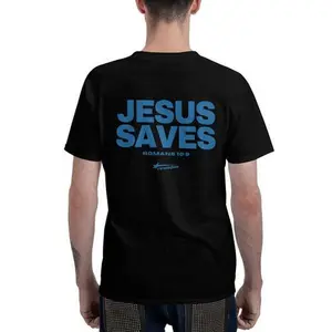 Romans 10:9 JESUS SAVES Shirts Graphic Christian Tee Shirts for Men and Women Relaxed Fit Short Sleeve Crew Neck T-Shirt Oversized