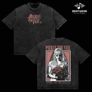 Pierce The Veil A Flair for the Dramatic Oversize Lightweight Acid Washed Tee Rock Music Metal Gothic Punk Emo Grunge Post-hardcore Graphic Design Top Cotton Streetwear T-Shirt Crewneck Clothes Menswear Womenswear