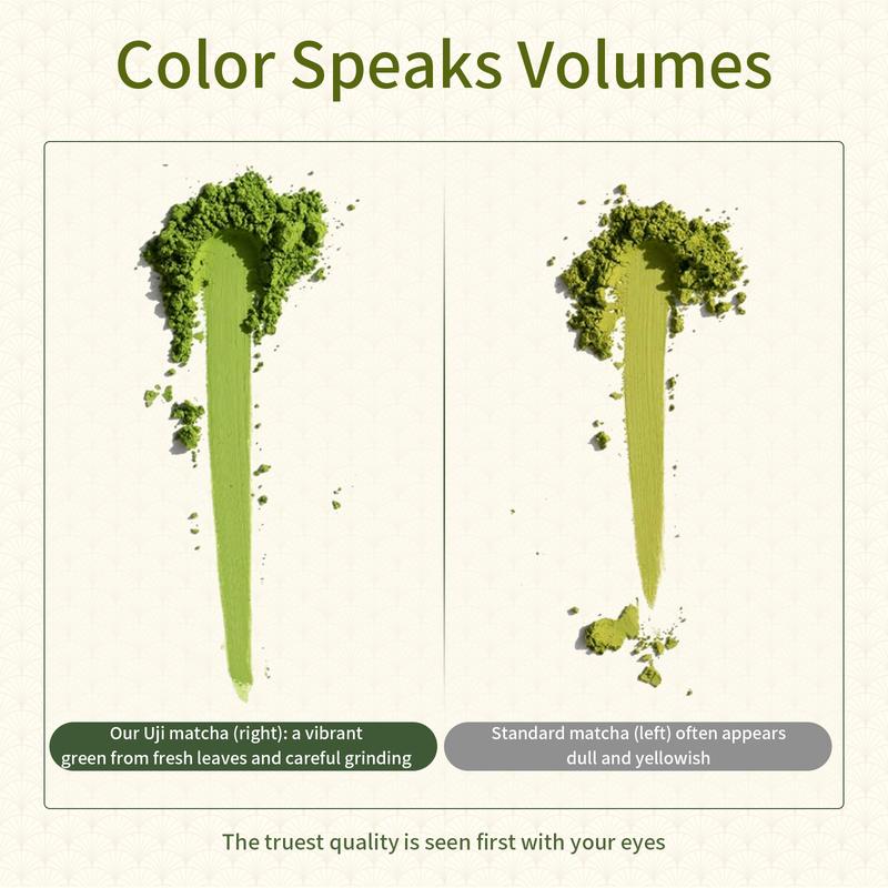 Kyoto Uji Ceremony Grade Stone-Ground Matcha Powder Sugar-Free Contains Tea Polyphenols L-Theanine & Caffeine Stress Relief Energy Focus