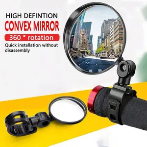 2pc Bicycle Rearview Mirror, Motorcycle Wide Angle Convex Reflective Mirror, 360 Degree Adjustable Quick Release Silicone Universal Cycling Mirror