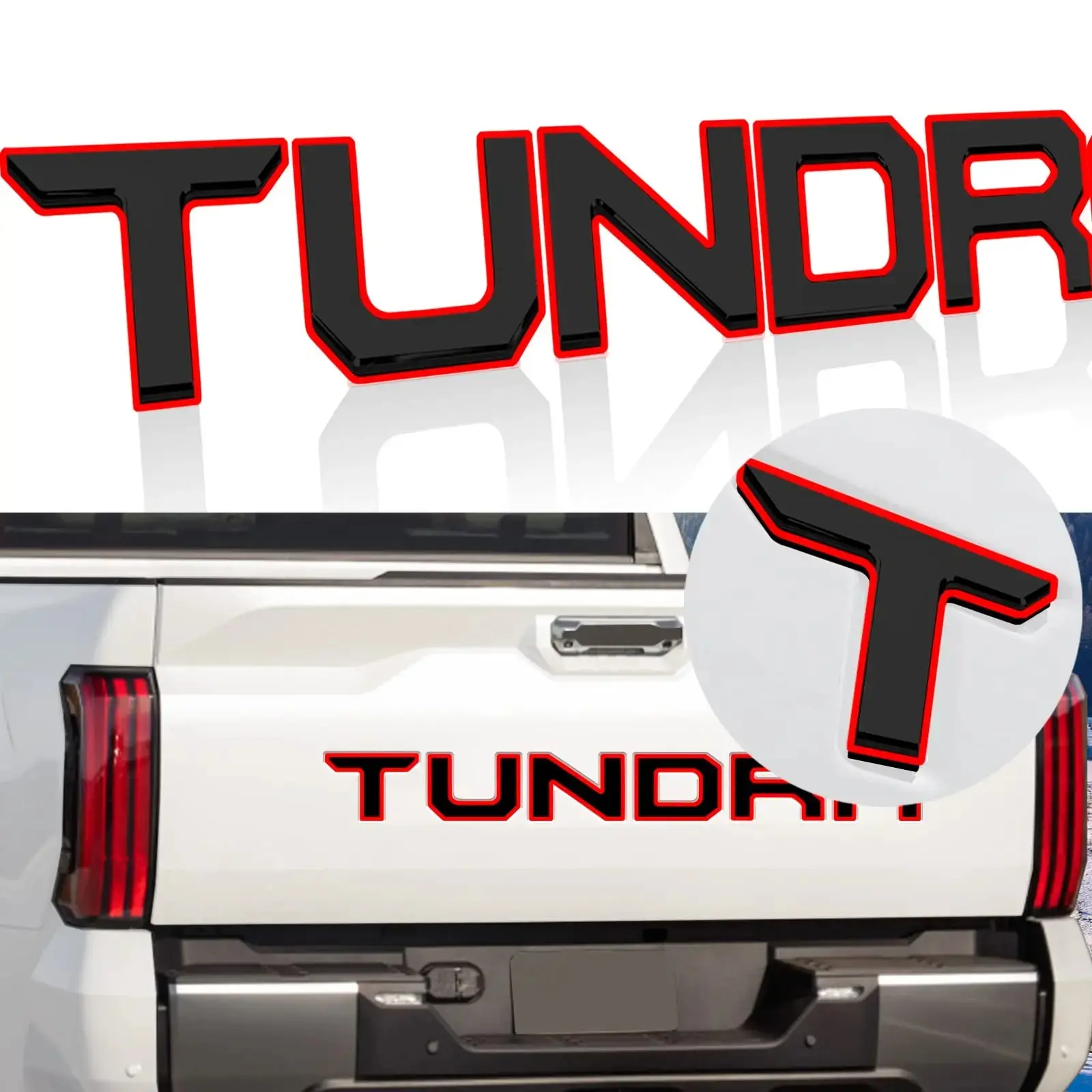 New Generation Toyota Tundra Accessories 2022-2026, Matte Black 3D Letter Emblem Set, Tailgate Appearance Upgrade