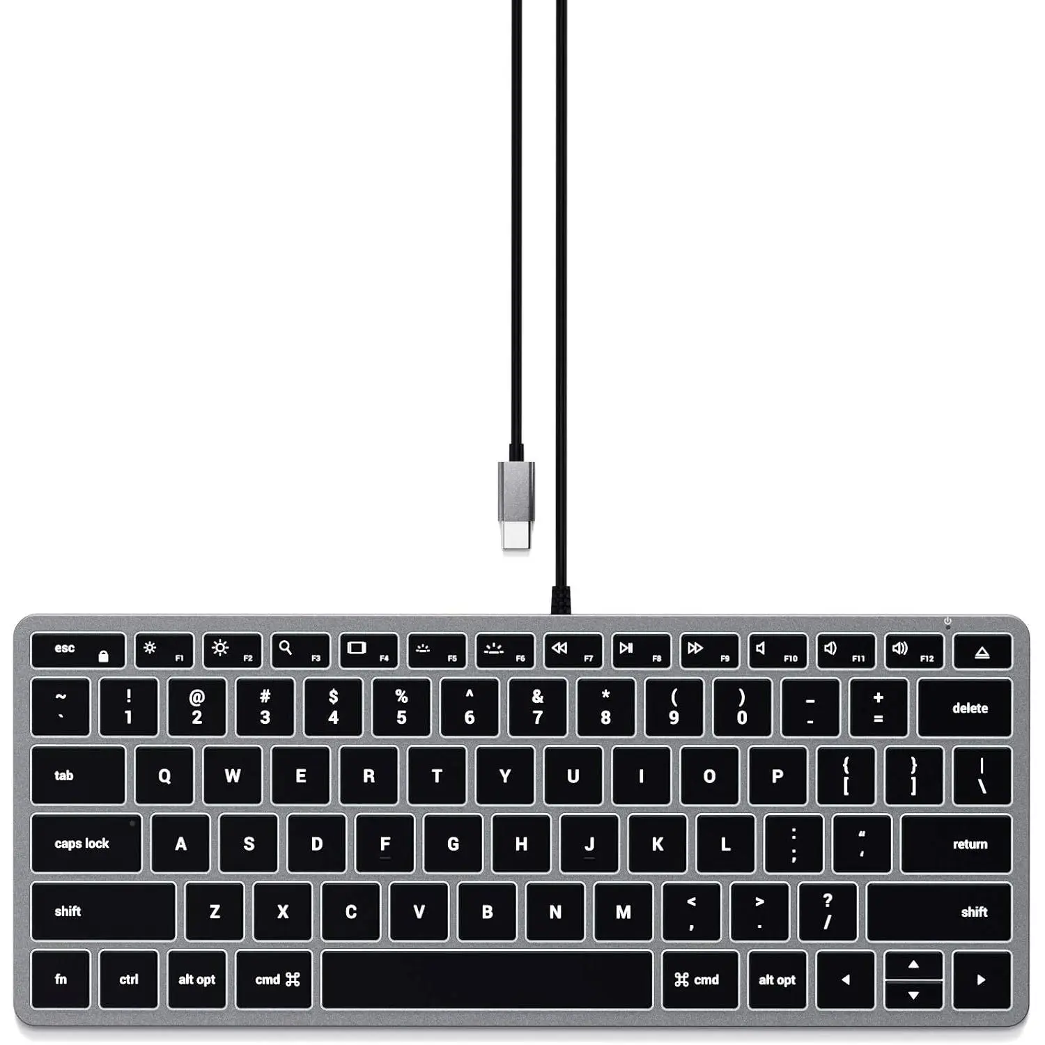 Slim W1 Wired Backlit Keyboard - Illuminated  & USB C Connection - for MacBook Pro, MacBook Air, iPad Pro, iMac and More