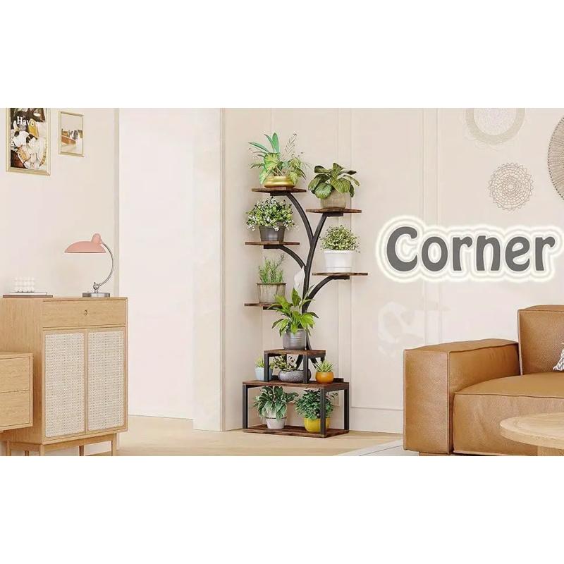 56.5" Tall Metal Plant Stand - Rustproof Indoor/Outdoor Flower Shelf for Multiple Pots| Space-Saving Corner Design for Living Room, Balcony| Easy Assembly