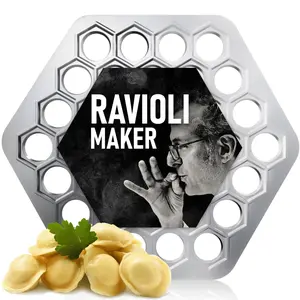 Russian Ravioli Mold Dumpling Maker Machine Durable Metal Pastry Cutter DIY Dumpling Press Homemade Ravioli Maker Kitchen Dough Tool Pasta Dumpling Mold Cooking Gadget Easy Ravioli Machine