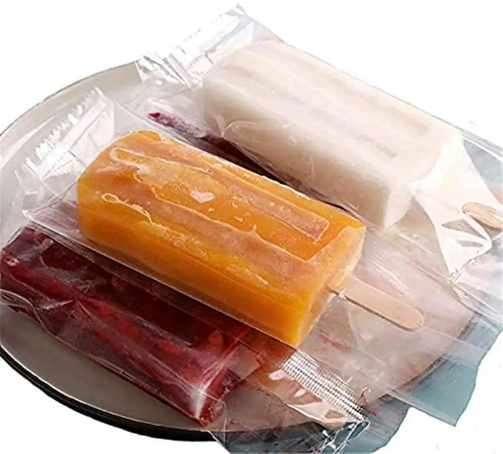 Disposable Transparent Popsicle Bags - Thick Food-Grade Plastic Wrappers for Ice Pops, Candy, Ice Cream with Hot Sealing - 200Pcs Popsicle Holder Storage Boxes (Gift)