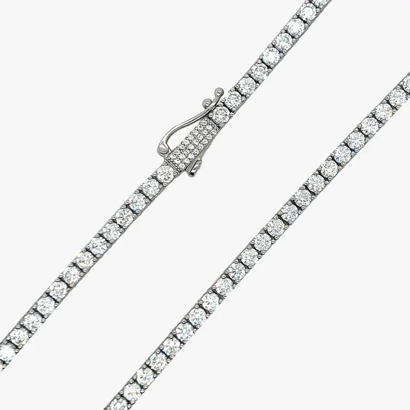GLD 3mm Diamond Tennis Necklace in White Gold - Perfect Gift