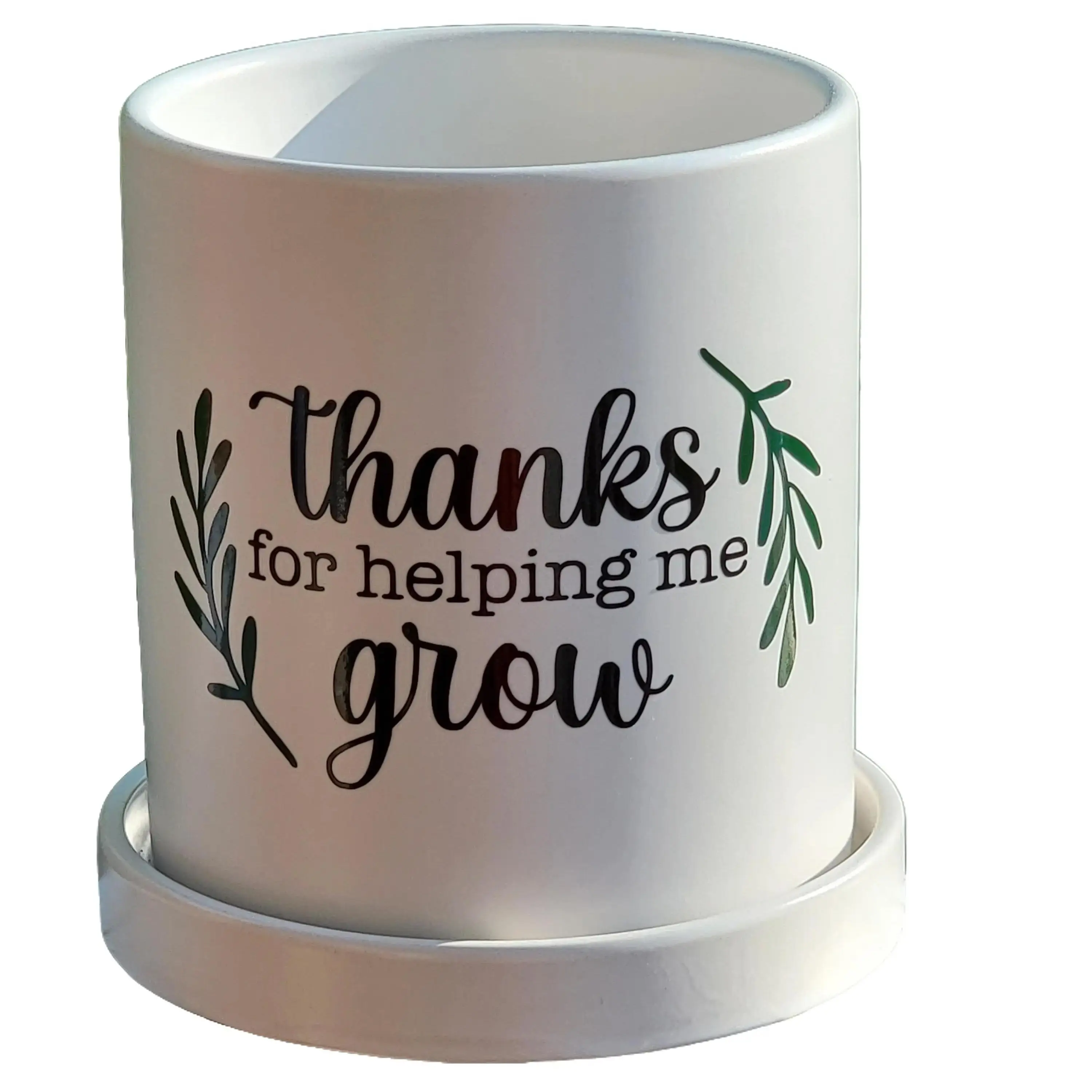 Thanks For Helping Me Grow Plant Pot, 4 Inch Plant Pot With Tray, Personalized Planter, Mother's Day Pot, ONE POT